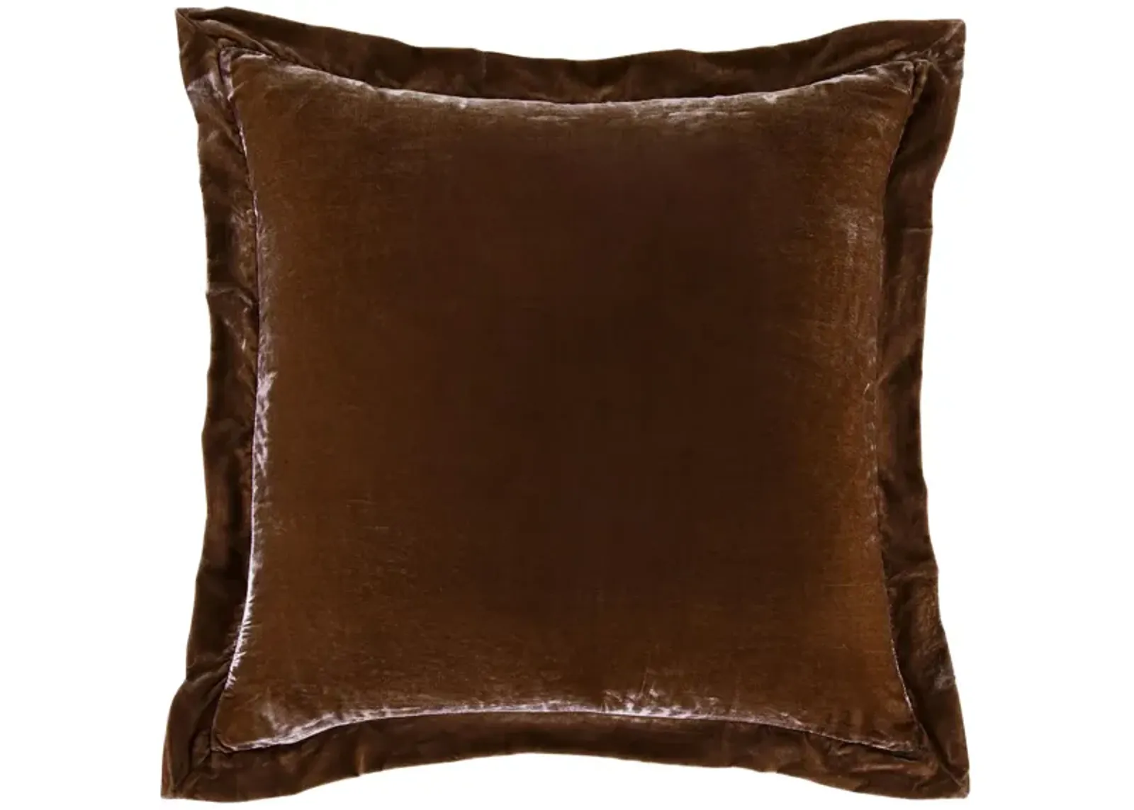 Stella Silk Velvet Flanged Euro Sham in Copper Brown by HiEnd Accents