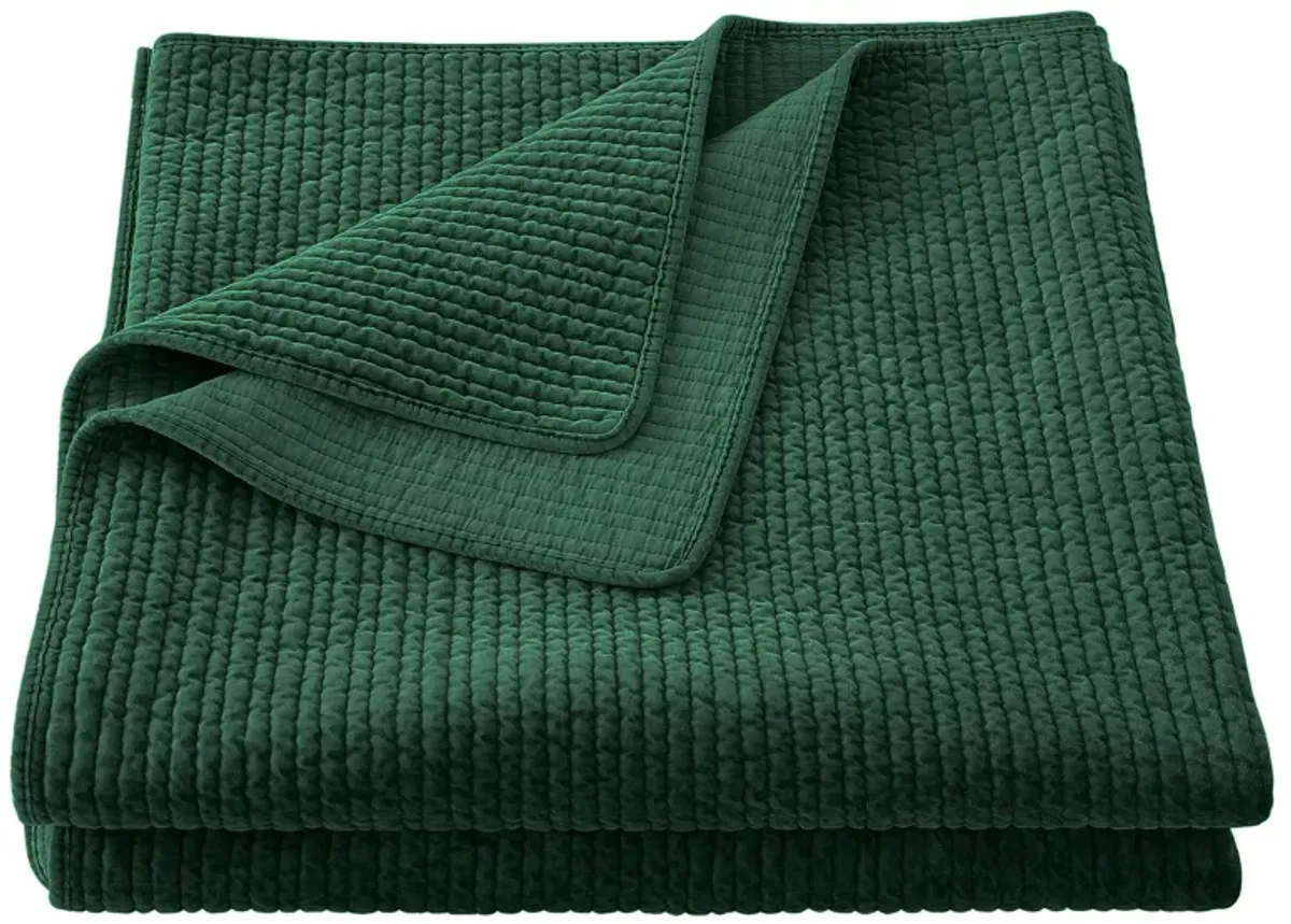 Stonewashed Cotton Velvet Quilt in Emerald by HiEnd Accents