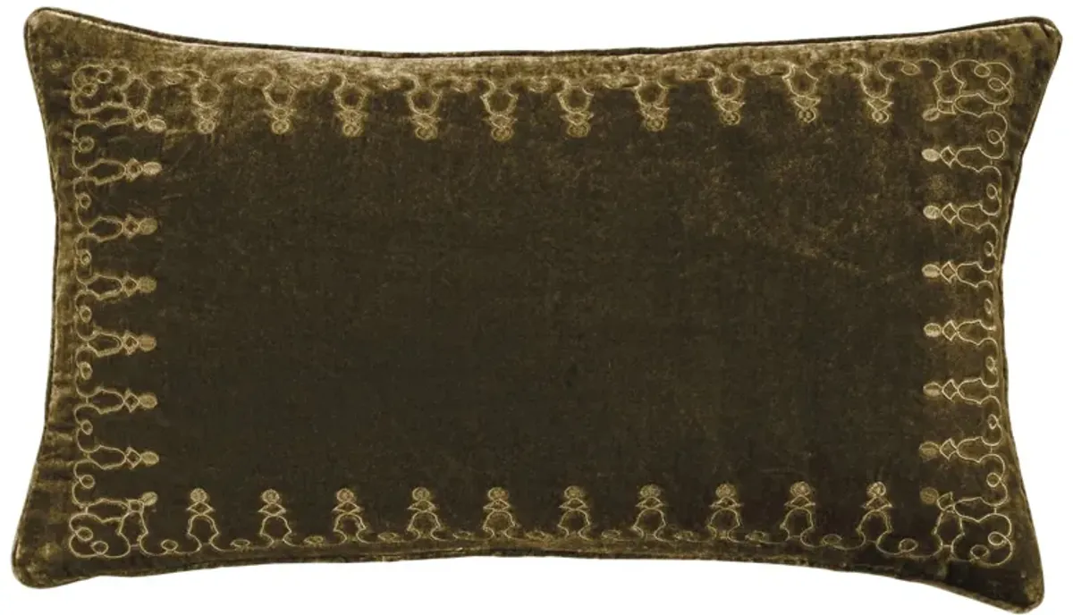 Zebediah Lumbar Pillow in Green Ochre by HiEnd Accents