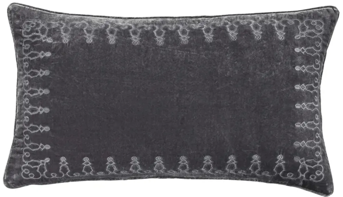 Zebediah Lumbar Pillow in Dark Slate by HiEnd Accents