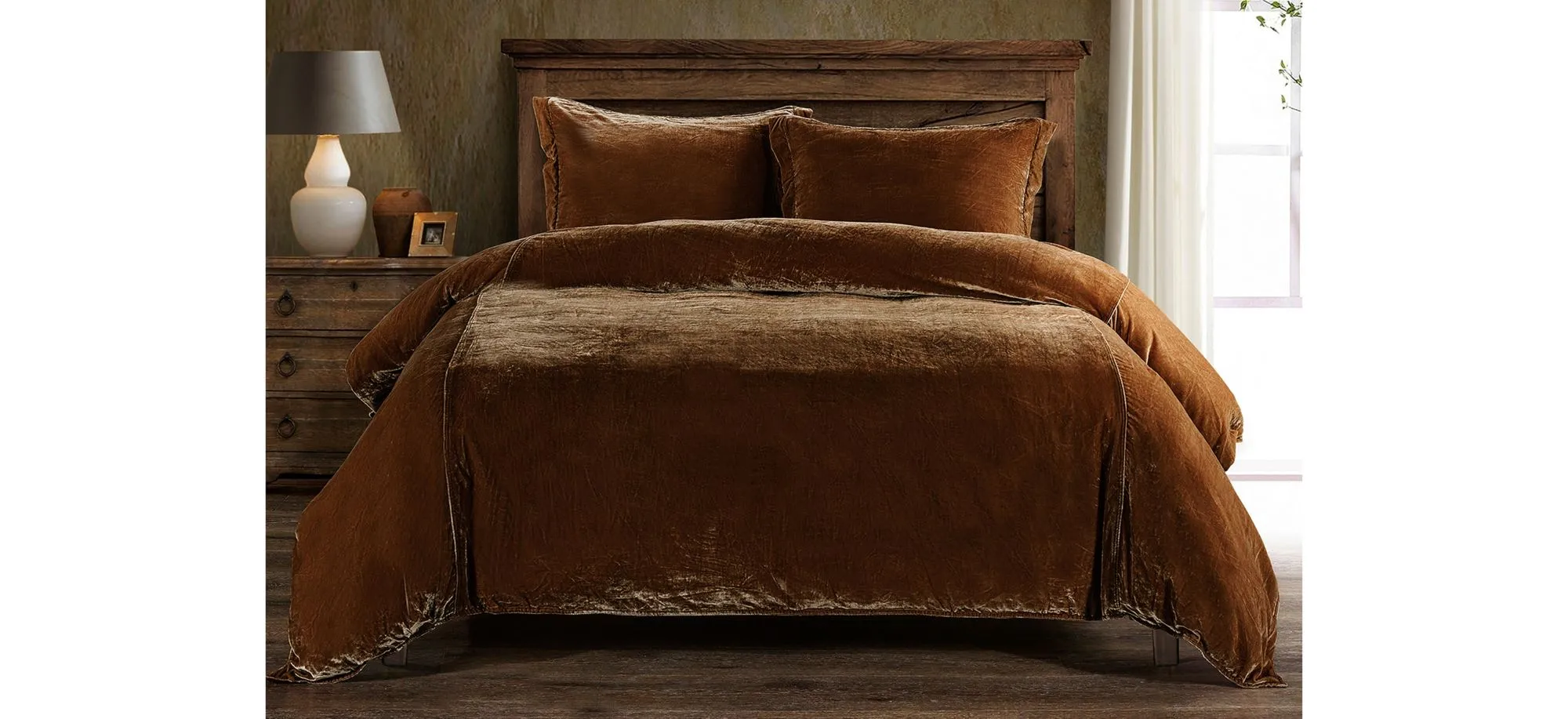 Sweet Delights 3-pc. Duvet Cover Set in Copper Brown by HiEnd Accents