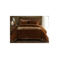 Sweet Delights 3-pc. Duvet Cover Set in Copper Brown by HiEnd Accents