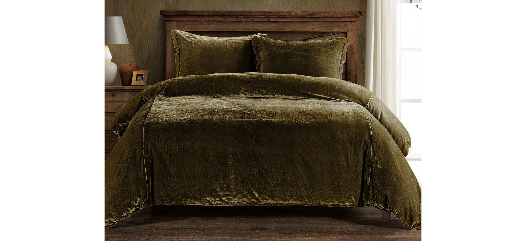 Sweet Delights 3-pc. Duvet Cover Set in Green Ochre by HiEnd Accents
