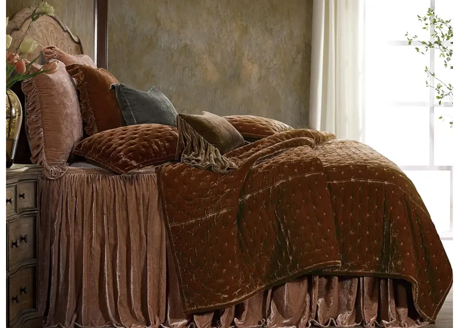 Sweet Delights 3-pc. Bedspread Set in Dusty Rose by HiEnd Accents