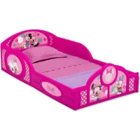 Disney Minnie Mouse Sleep and Play Toddler Bed with Attached Guardrails by Delta Children in Pink/Minnie Mouse by Delta Children