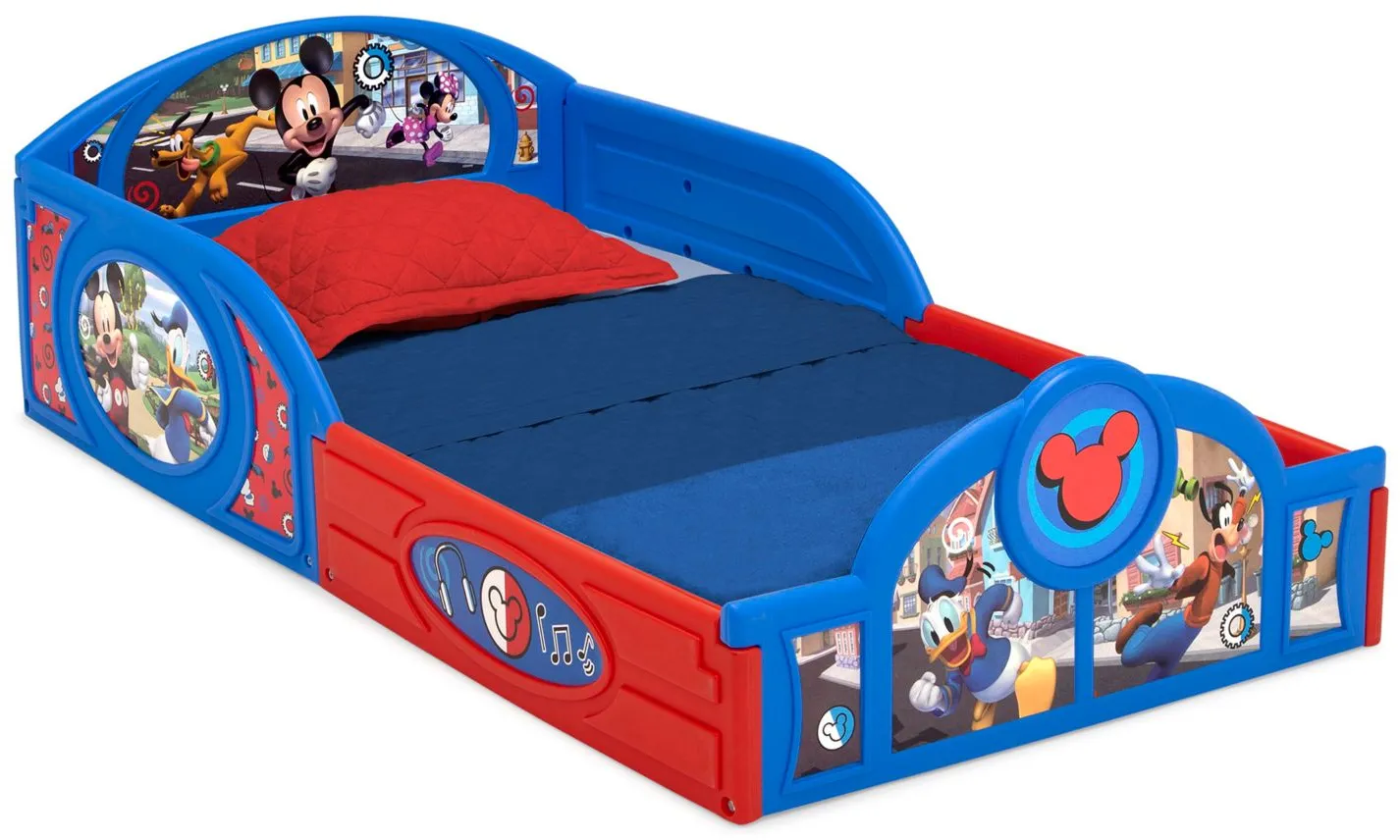 Disney Mickey Mouse Sleep and Play Toddler Bed with Attached Guardrails by Delta Children