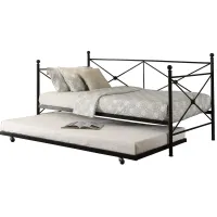 Lucca Metal Daybed with Trundle in Black by Homelegance