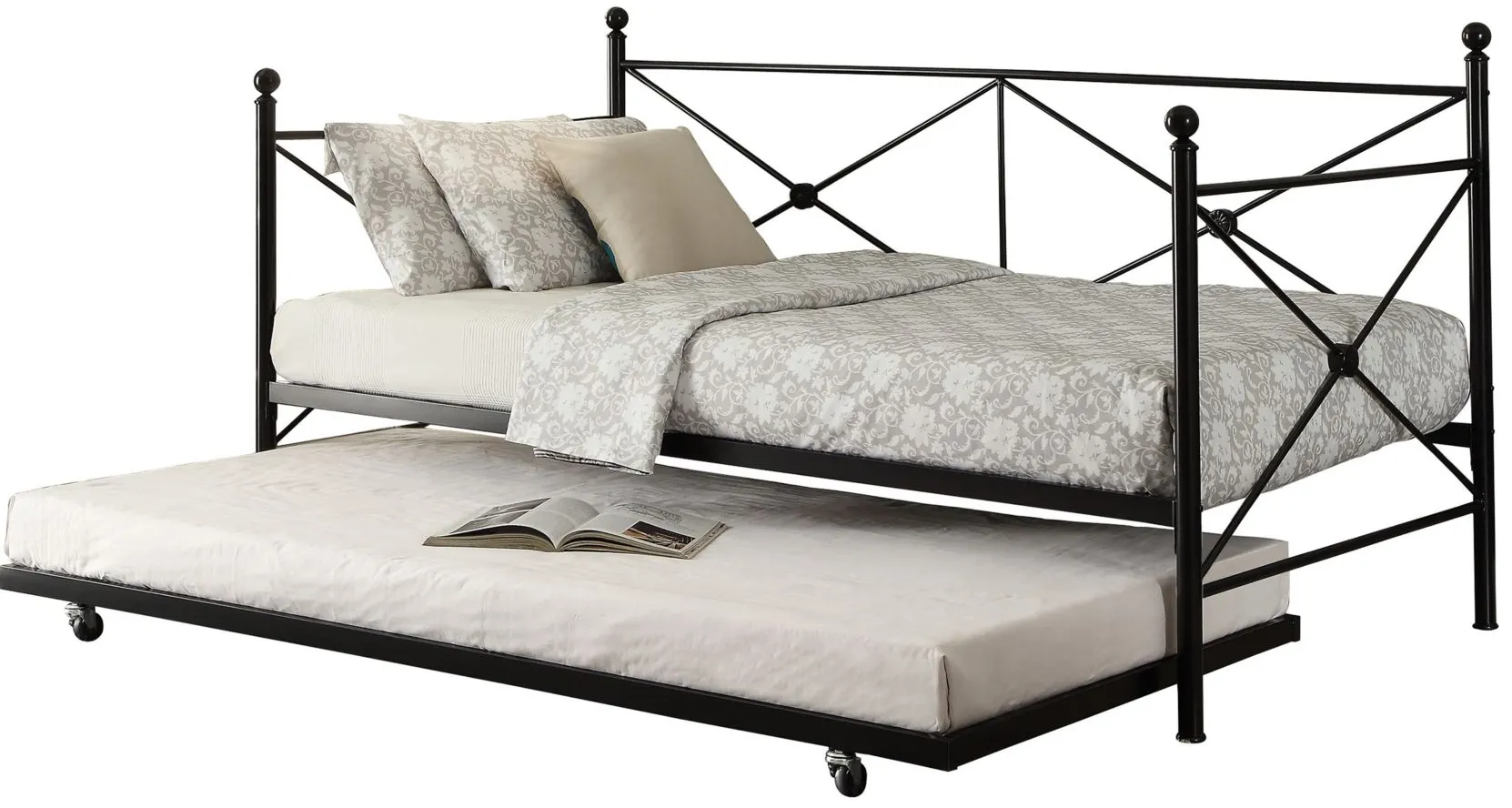 Lucca Metal Daybed with Trundle in Black by Homelegance