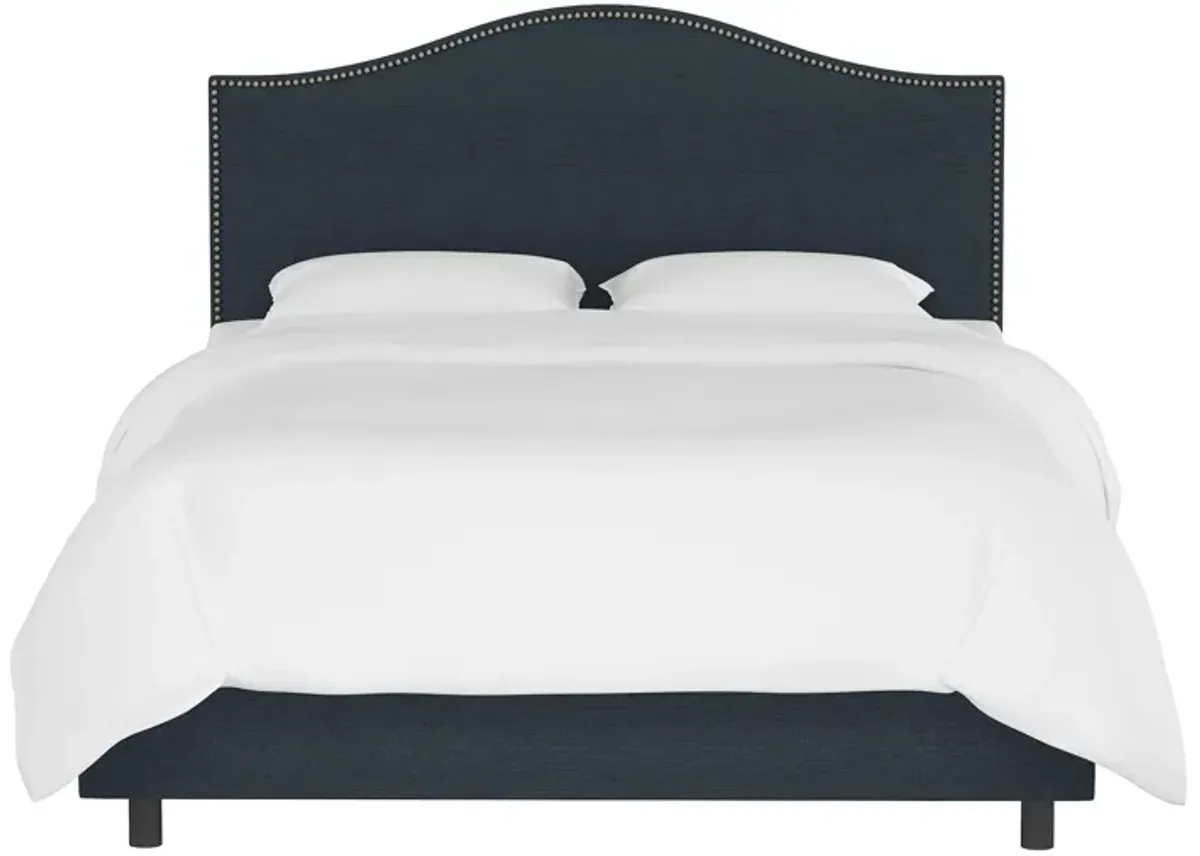 Alexander Bed in Linen Navy by Skyline