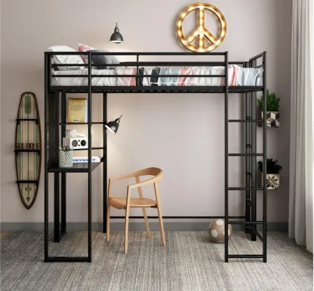 Abode Twin Loft Bed in Black by DOREL HOME FURNISHINGS