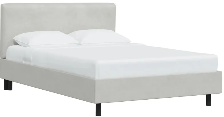 Valerie Platform Bed in Velvet Light Gray by Skyline