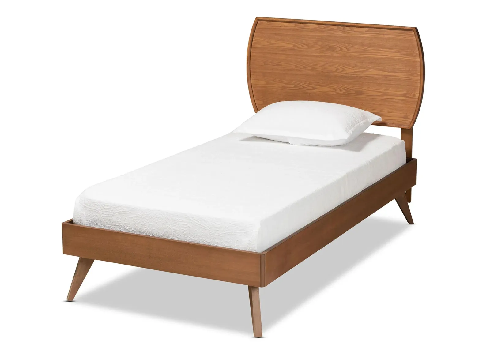 Aimi Mid-Century Twin Size Platform Bed in Walnut Brown by Wholesale Interiors