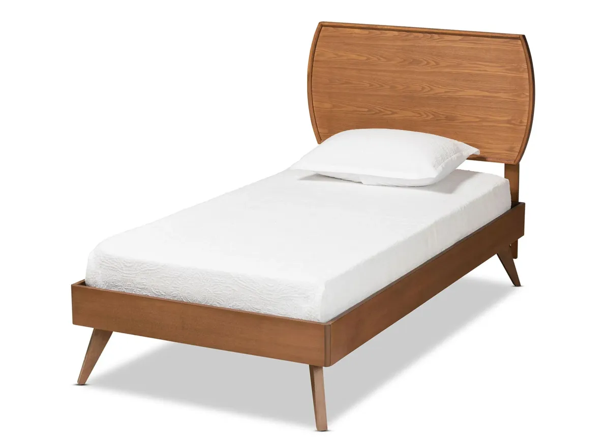 Aimi Mid-Century Twin Size Platform Bed in Walnut Brown by Wholesale Interiors