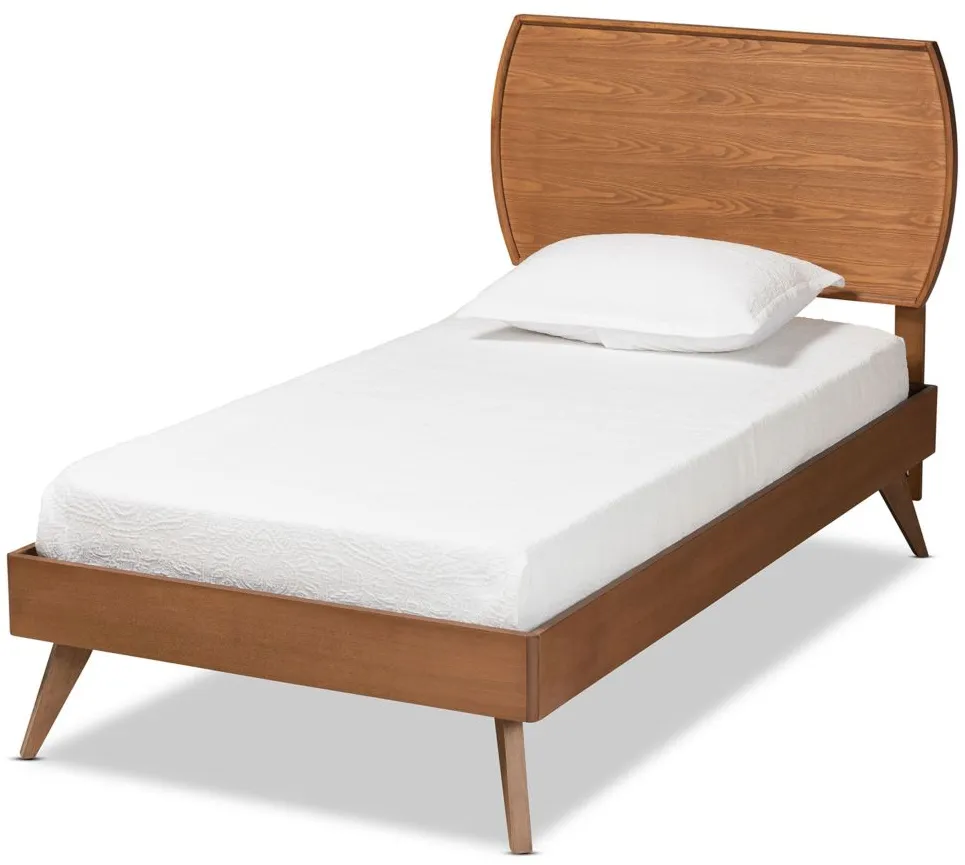 Aimi Mid-Century Twin Size Platform Bed in Walnut Brown by Wholesale Interiors