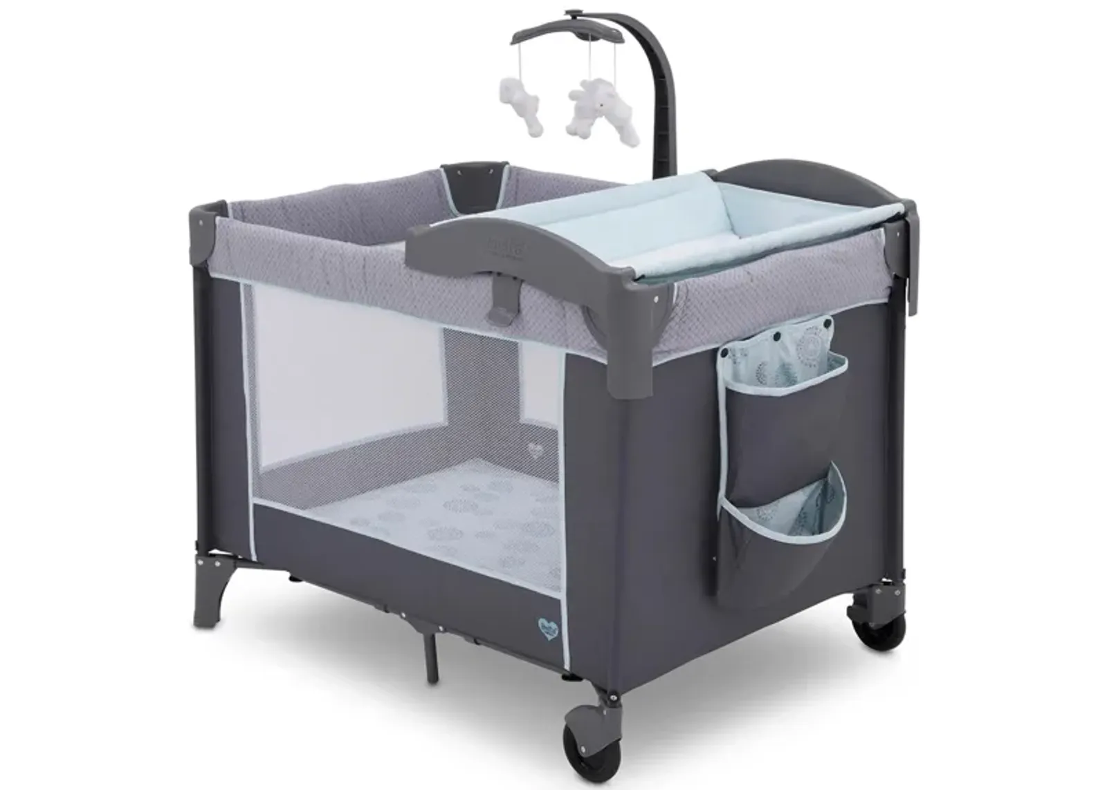 LX Deluxe Portable Baby Play Yard With Removable Bassinet and Changing Table by Delta Children in Eclipse by Delta Children