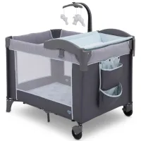 LX Deluxe Portable Baby Play Yard With Removable Bassinet and Changing Table by Delta Children in Eclipse by Delta Children