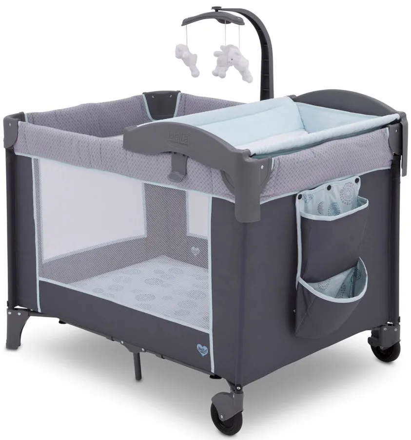 LX Deluxe Portable Baby Play Yard With Removable Bassinet and Changing Table by Delta Children in Eclipse by Delta Children