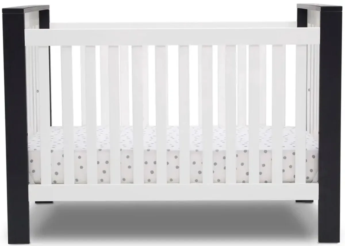 Miles Crib by Delta Children in Bianca White /Textured Midnight Grey by Delta Children