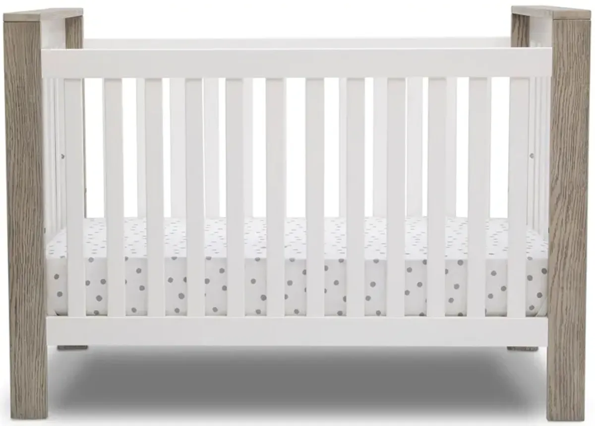 Miles Crib by Delta Children in Bianca White/Textured Limestone by Delta Children