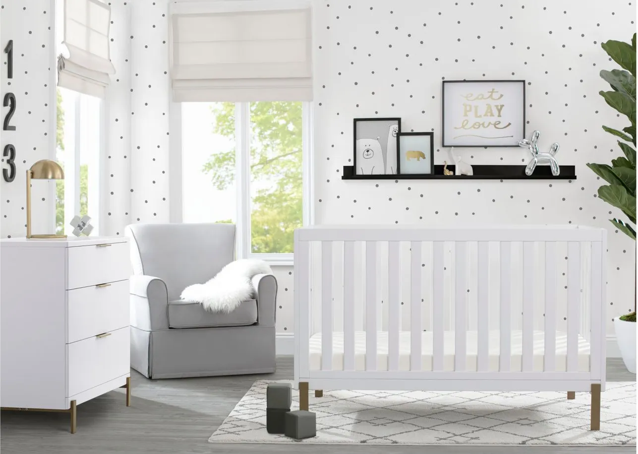 Hendrix Crib by Delta Children in Bianca White/Metal Base by Delta Children