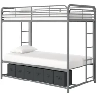 Atwater Living Bethia Twin over Twin Bunk Bed with Storage Bins in Silver by DOREL HOME FURNISHINGS