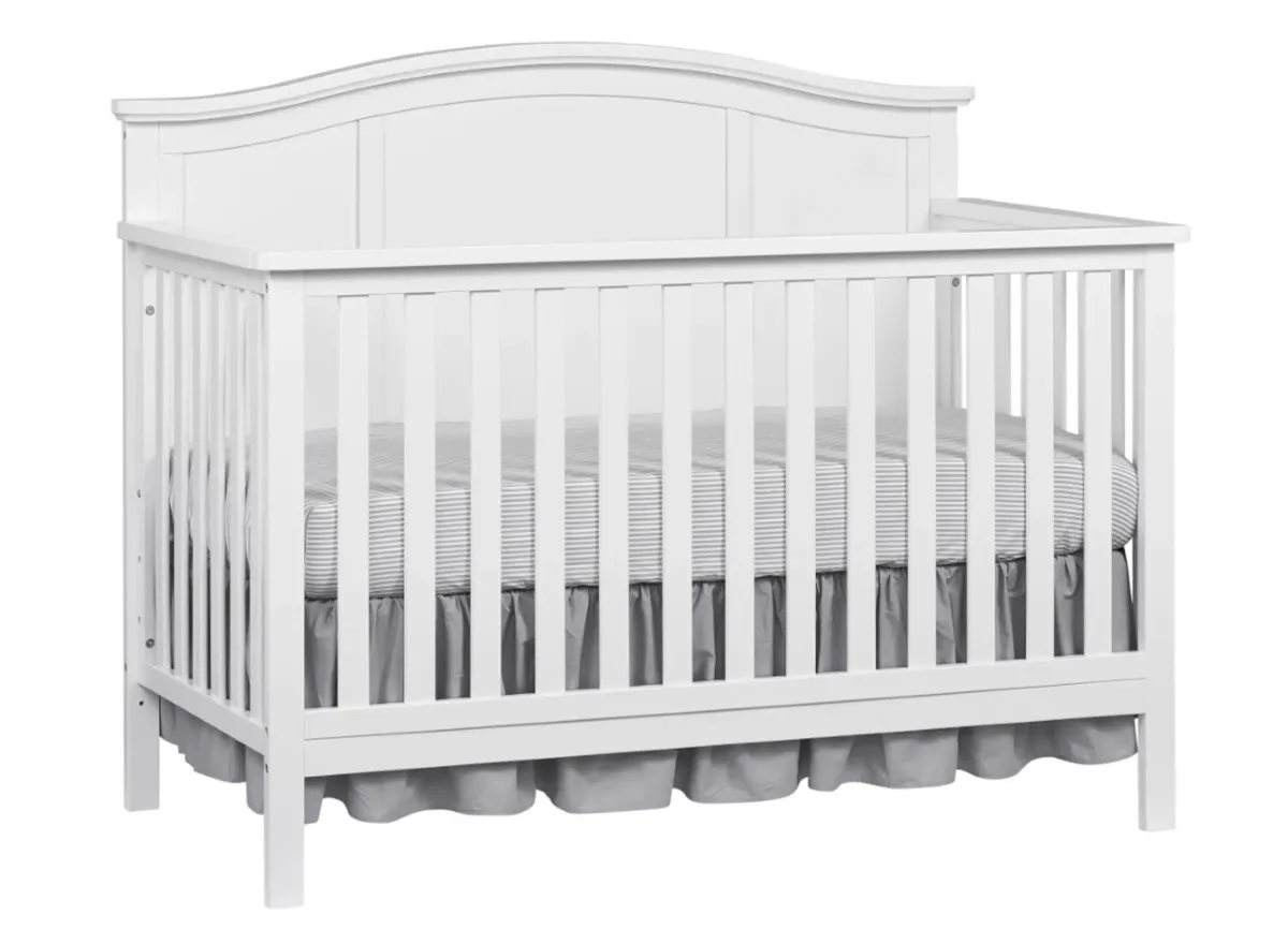 Oxford Baby Emerson 4-in-1 Convertible Crib with Conversion Kit in Snow White by M DESIGN VILLAGE