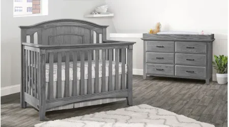 Willowbrook 4-in-1 Convertible Crib with Conversion Kit - 3 pc. in Graphite Gray by M DESIGN VILLAGE