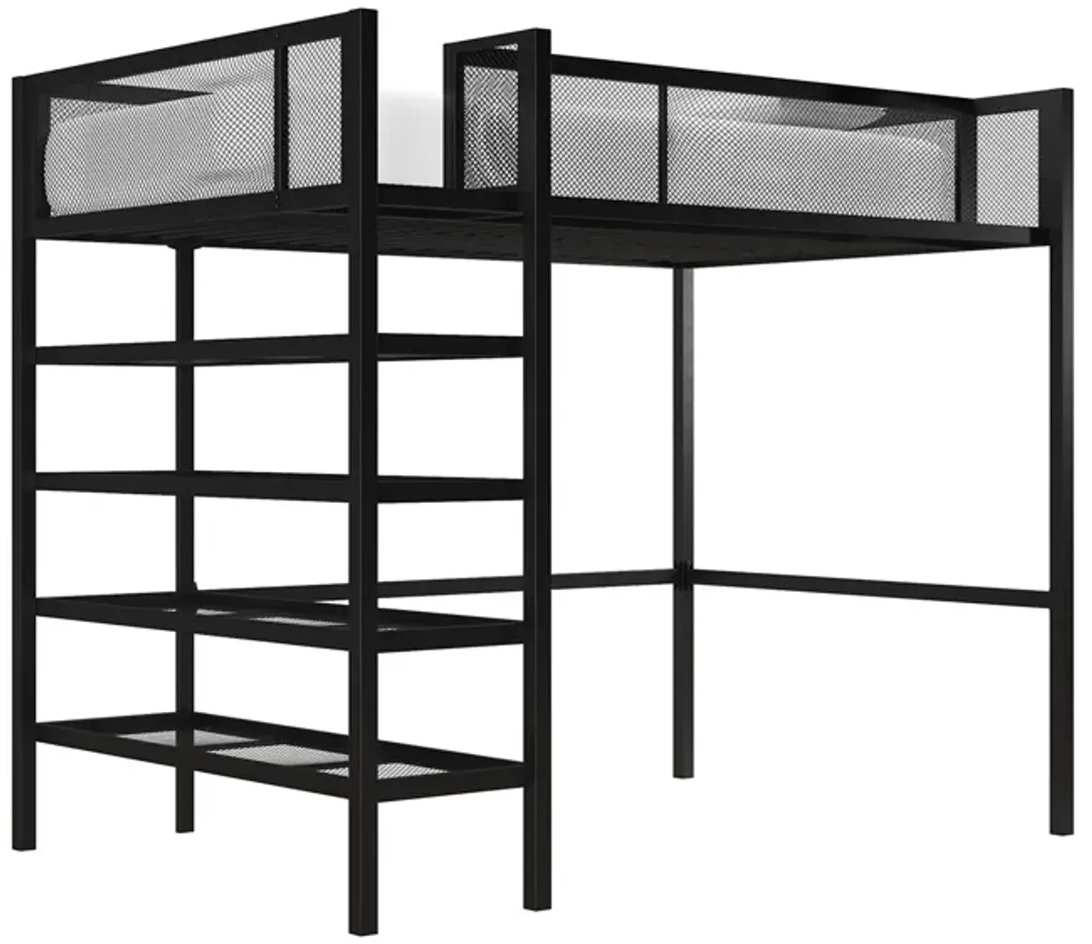 DHP Bloom Storage Loft Bed with Bookcase in Black by DOREL HOME FURNISHINGS