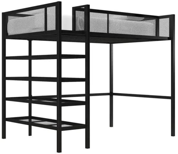 DHP Bloom Storage Loft Bed with Bookcase