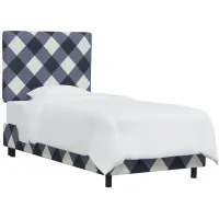 Allendale Upholstered Bed in Diamond Check Navy by Skyline