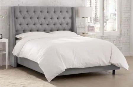 Sheridan Wingback Bed in Linen Gray by Skyline