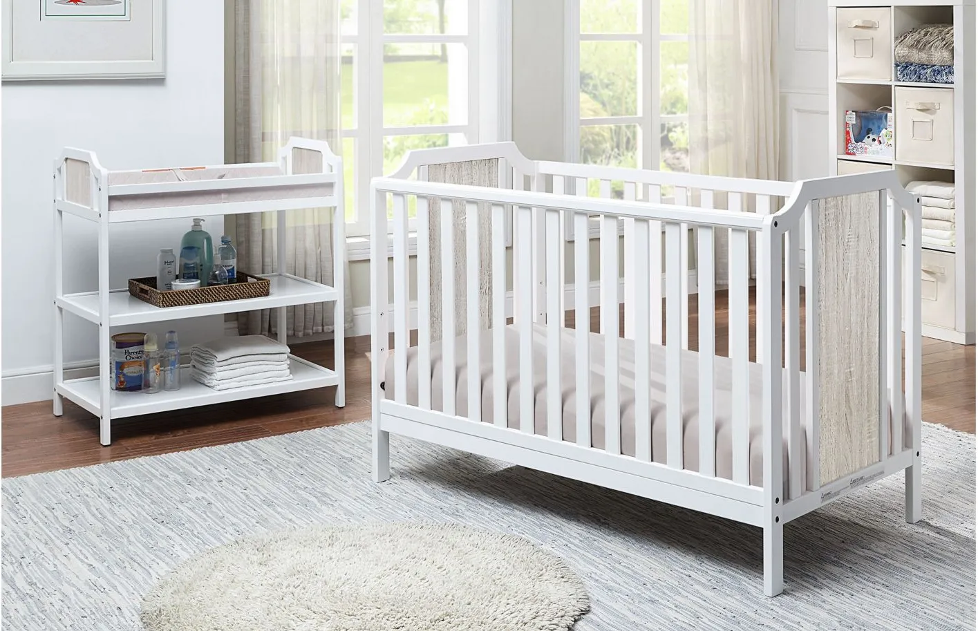 Brees 3-in-1 Convertible Crib in White/Graystone by Heritage Baby