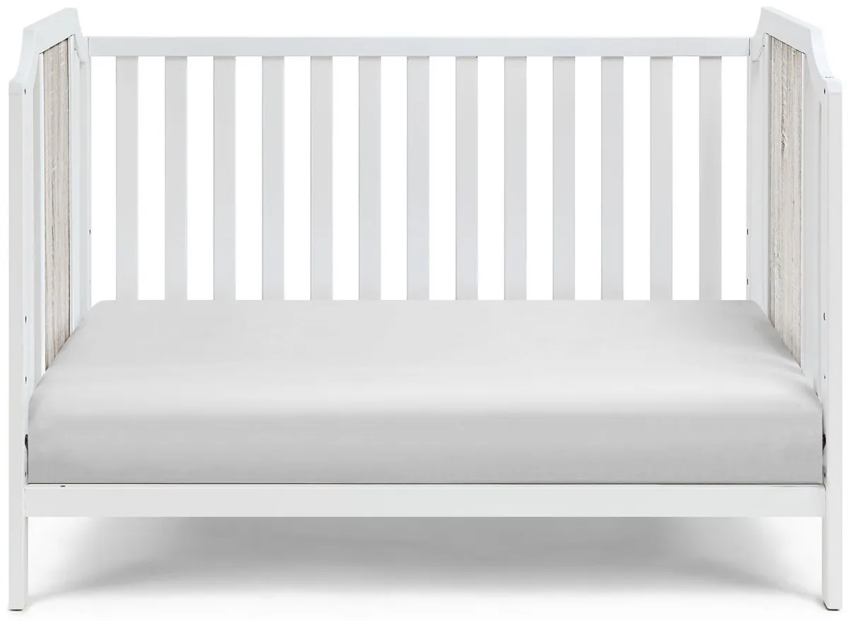Brees 3-in-1 Convertible Crib in White/Graystone by Heritage Baby