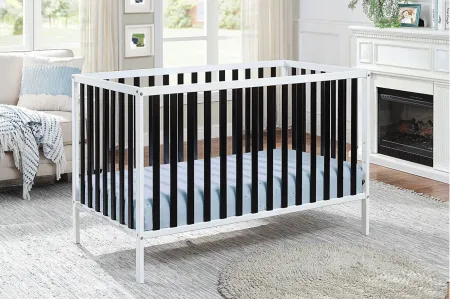 Deux Remi 3-in-1 Convertible Crib in White/Black by Heritage Baby