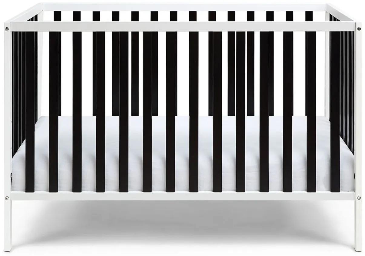 Deux Remi 3-in-1 Convertible Crib in White/Black by Heritage Baby