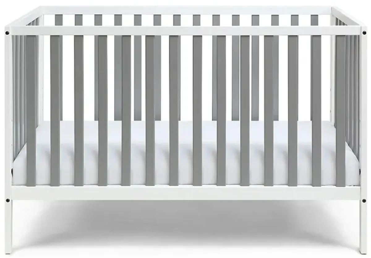 Deux Remi 3-in-1 Convertible Crib in White/Gray by Heritage Baby