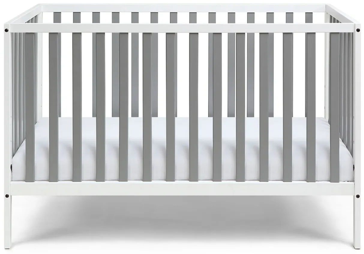 Deux Remi 3-in-1 Convertible Crib in White/Gray by Heritage Baby