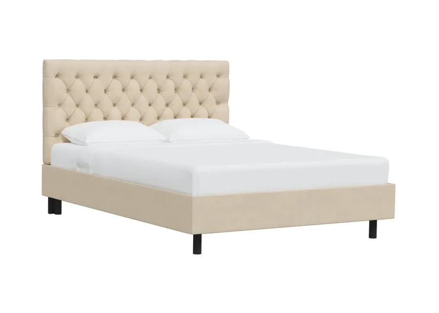 Queensbury Platform Bed in Velvet Buckwheat by Skyline