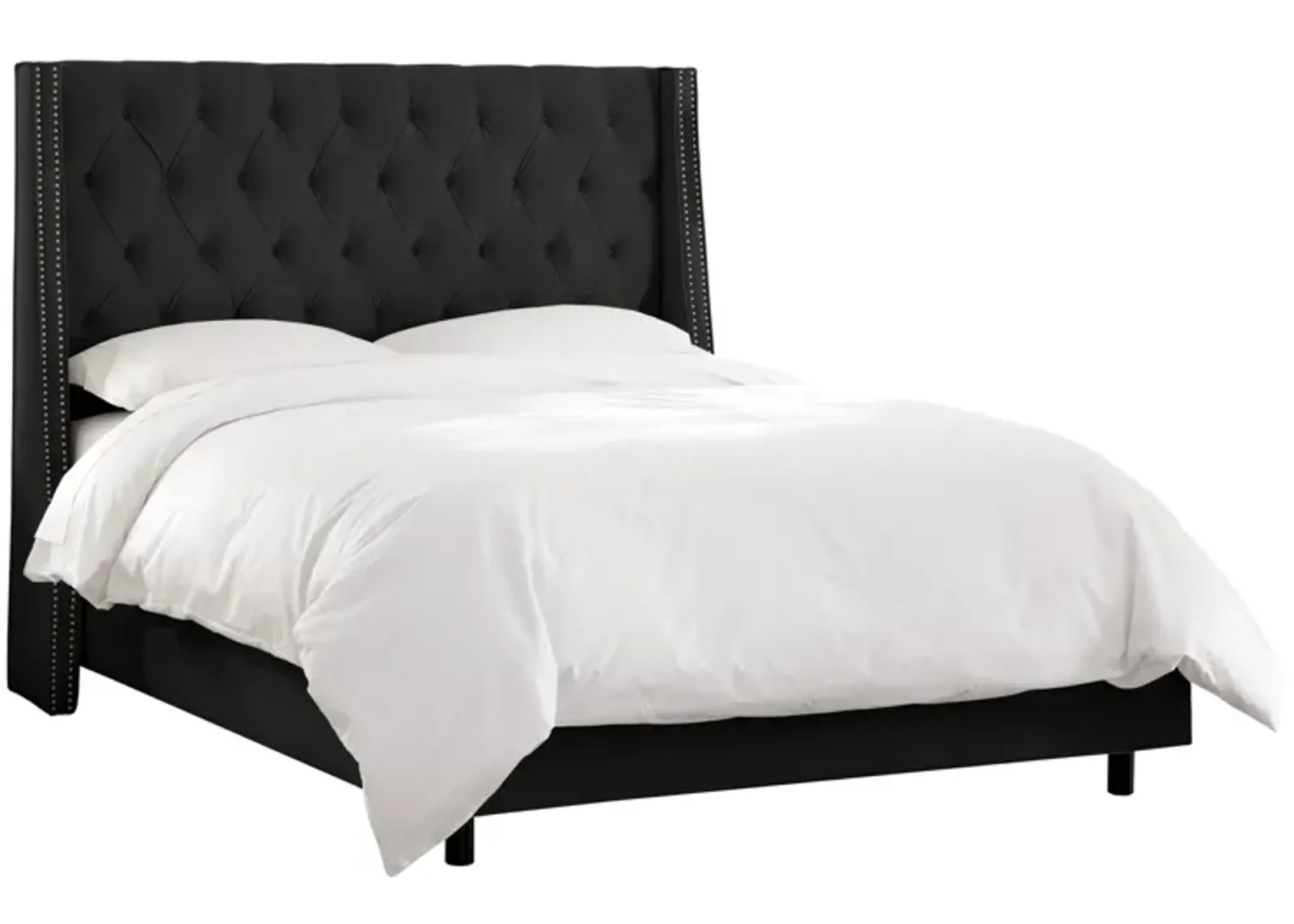 Sheridan Wingback Bed in Velvet Black by Skyline