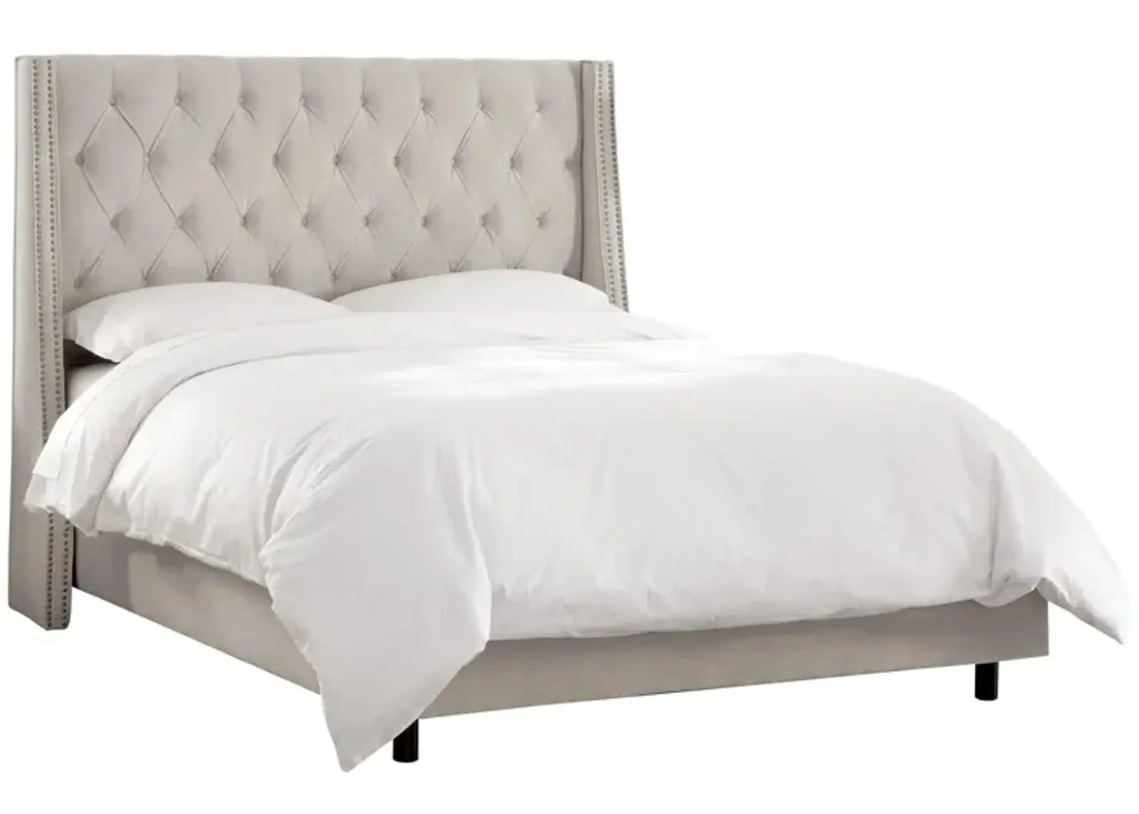 Sheridan Wingback Bed in Velvet Light Gray by Skyline