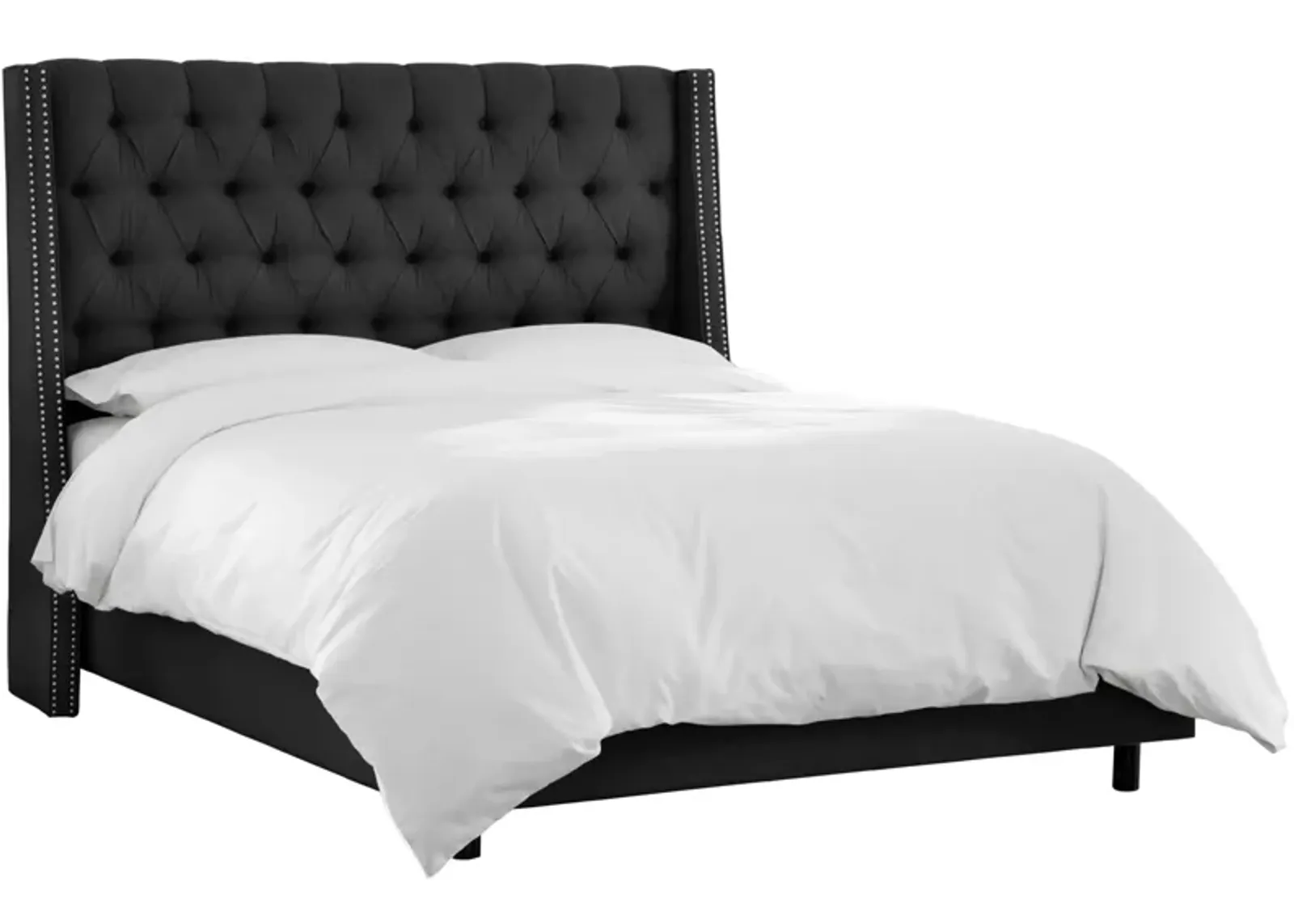 Sheridan Wingback Bed in Linen Black by Skyline