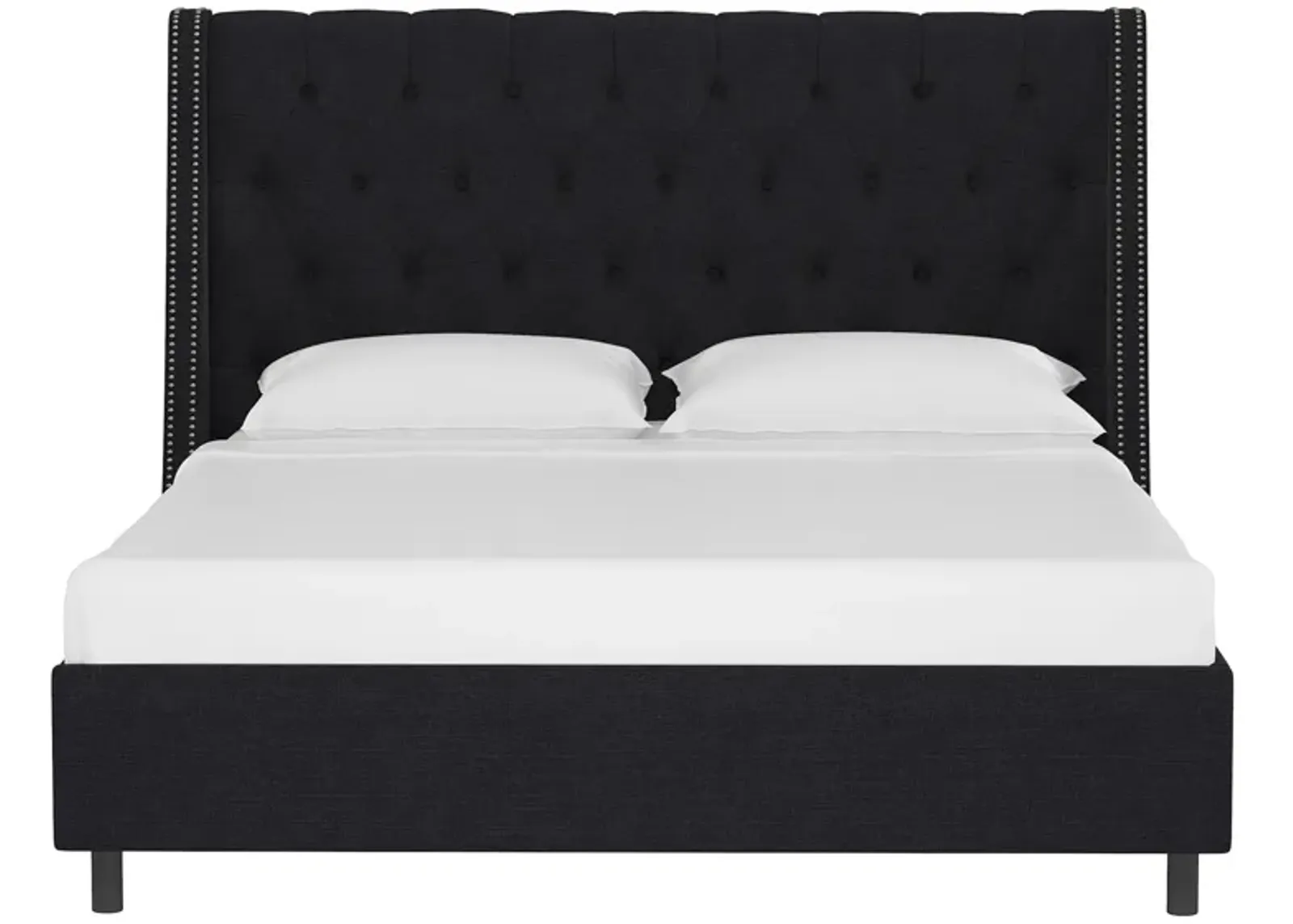 Sheridan Wingback Platform Bed in Linen Black by Skyline