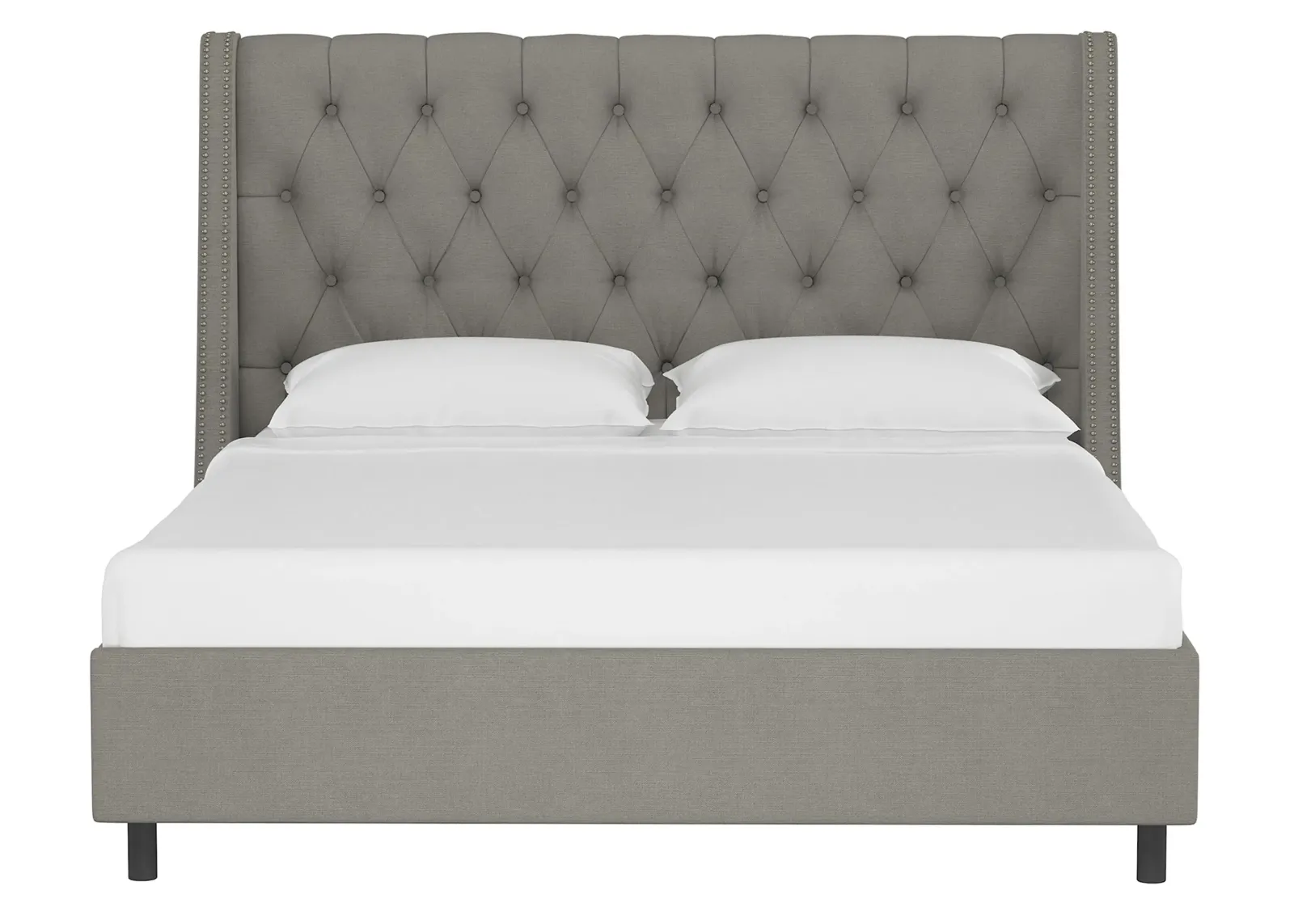 Sheridan Wingback Platform Bed in Linen Gray by Skyline