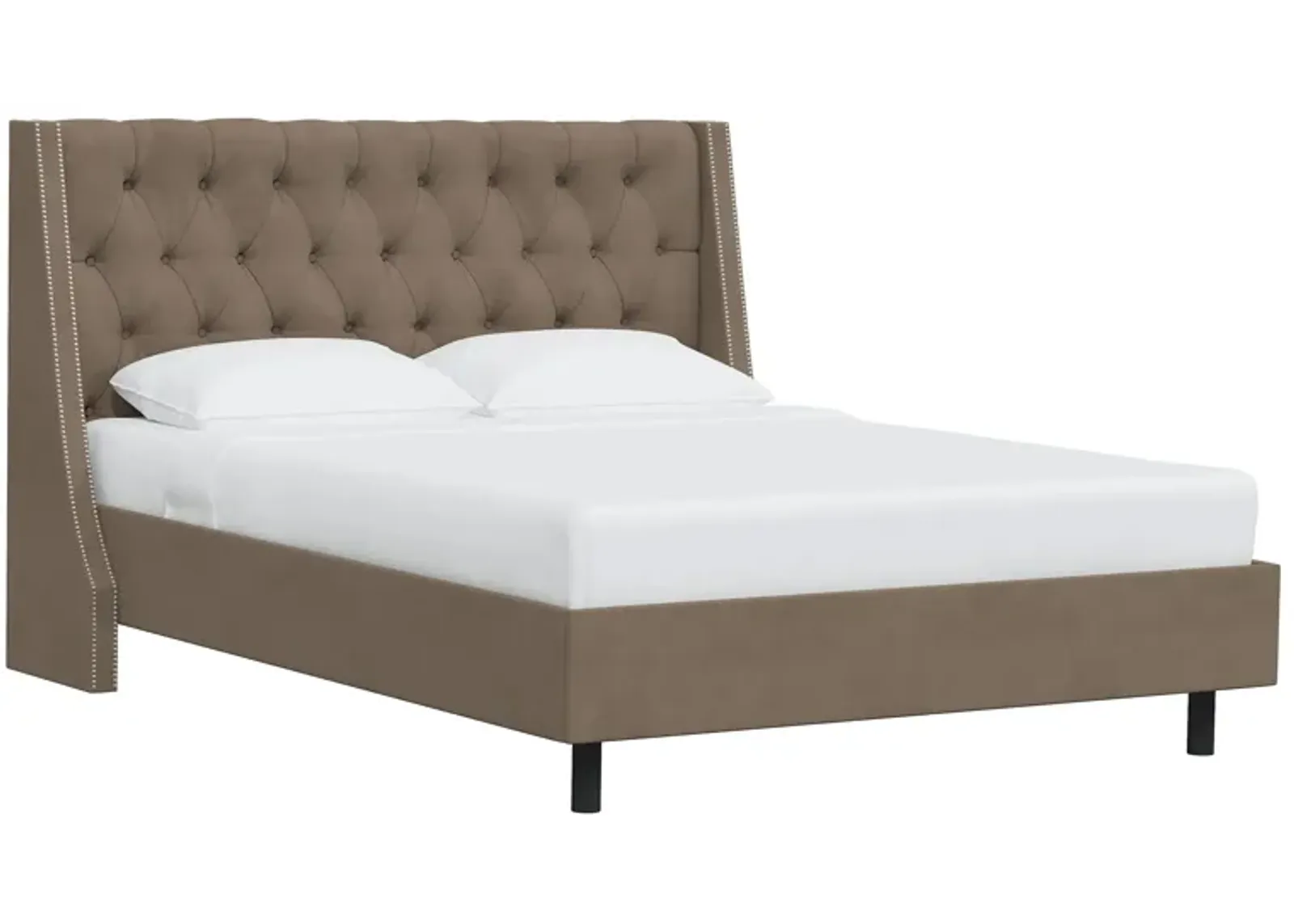 Sheridan Wingback Platform Bed in Velvet Cocoa by Skyline