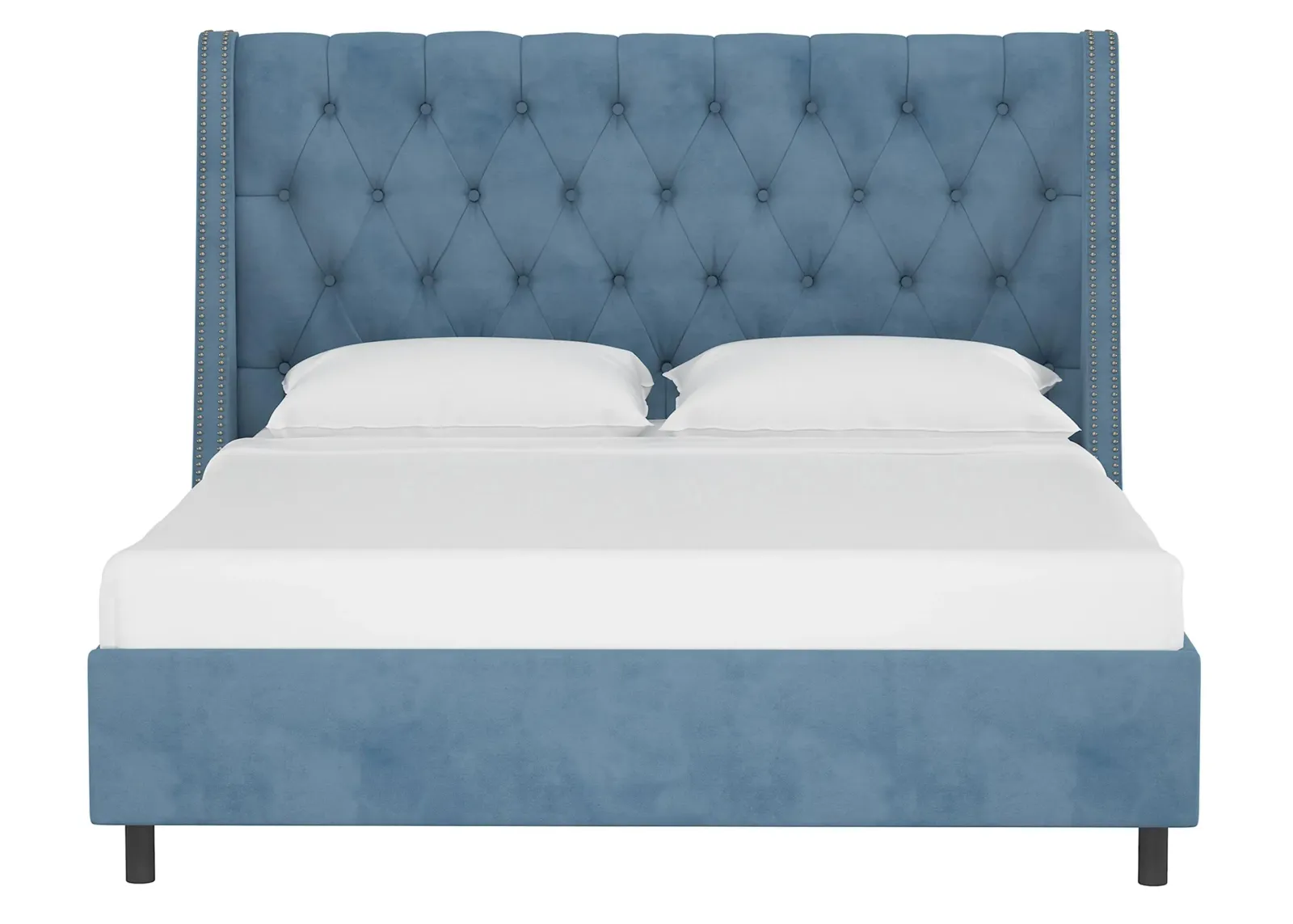 Sheridan Wingback Platform Bed in Velvet Ocean by Skyline