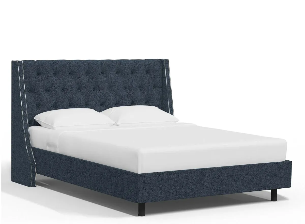 Sheridan Wingback Platform Bed in Zuma Navy by Skyline