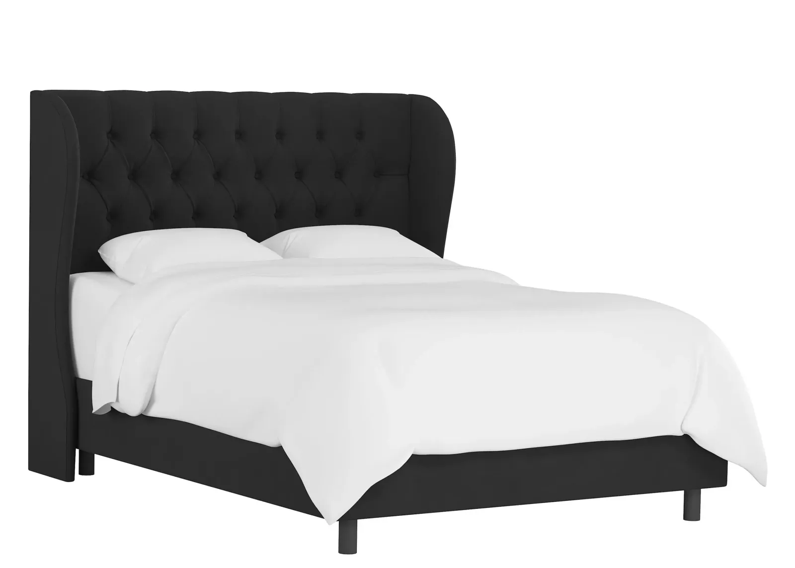 Thayer Wingback Bed in Velvet Black by Skyline