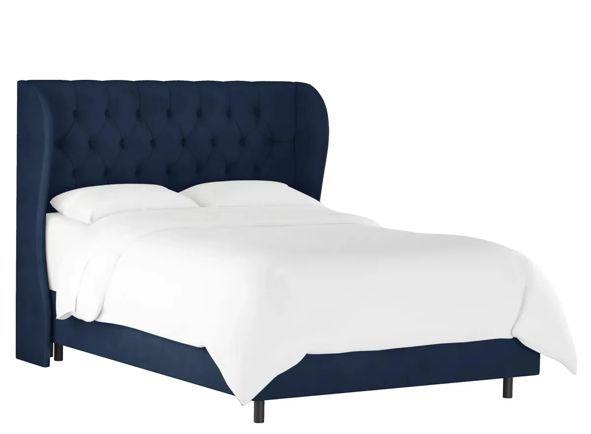 Thayer Wingback Bed in Velvet Ink by Skyline