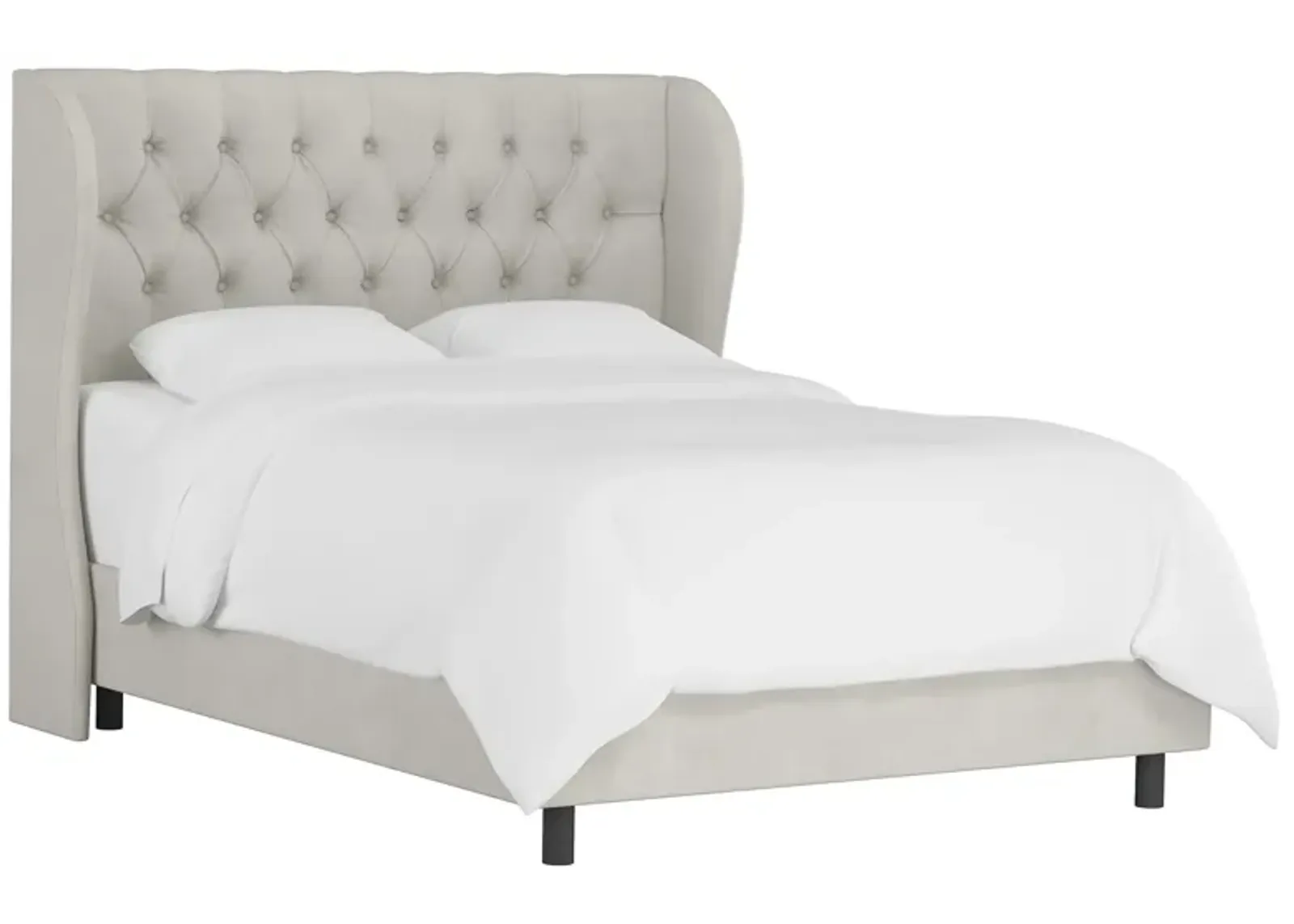 Thayer Wingback Bed in Velvet Light Gray by Skyline