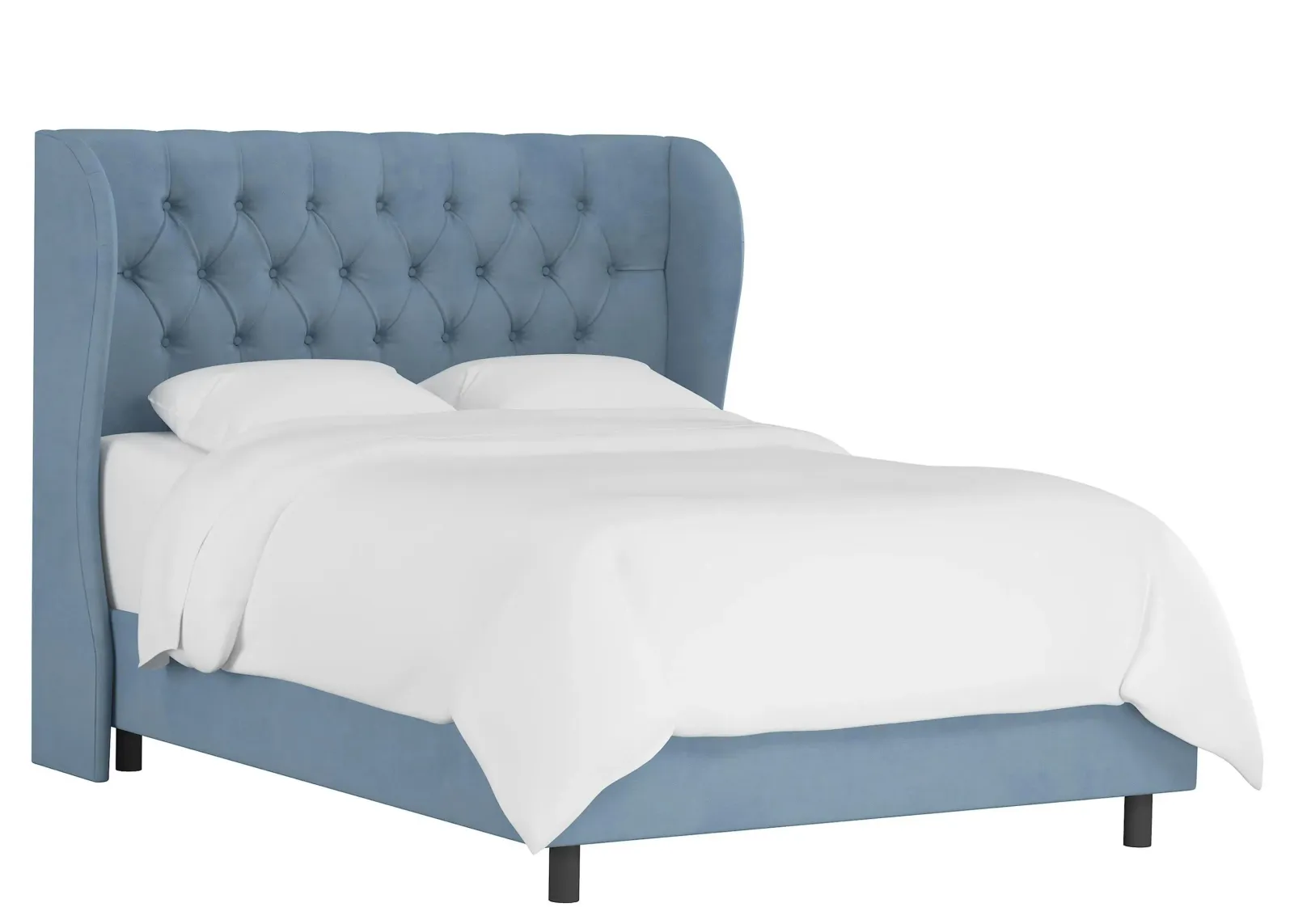 Thayer Wingback Bed in Velvet Ocean by Skyline